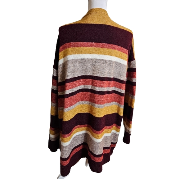 Multicolor Striped Cardigan Sweater Size 20 XXL Open Front Longline Fall Duster - Picture 5 of 13